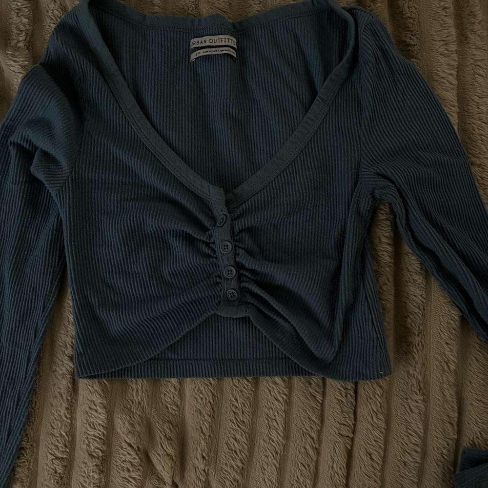 Urban Outfitters Women's Blue Ribbed Top
